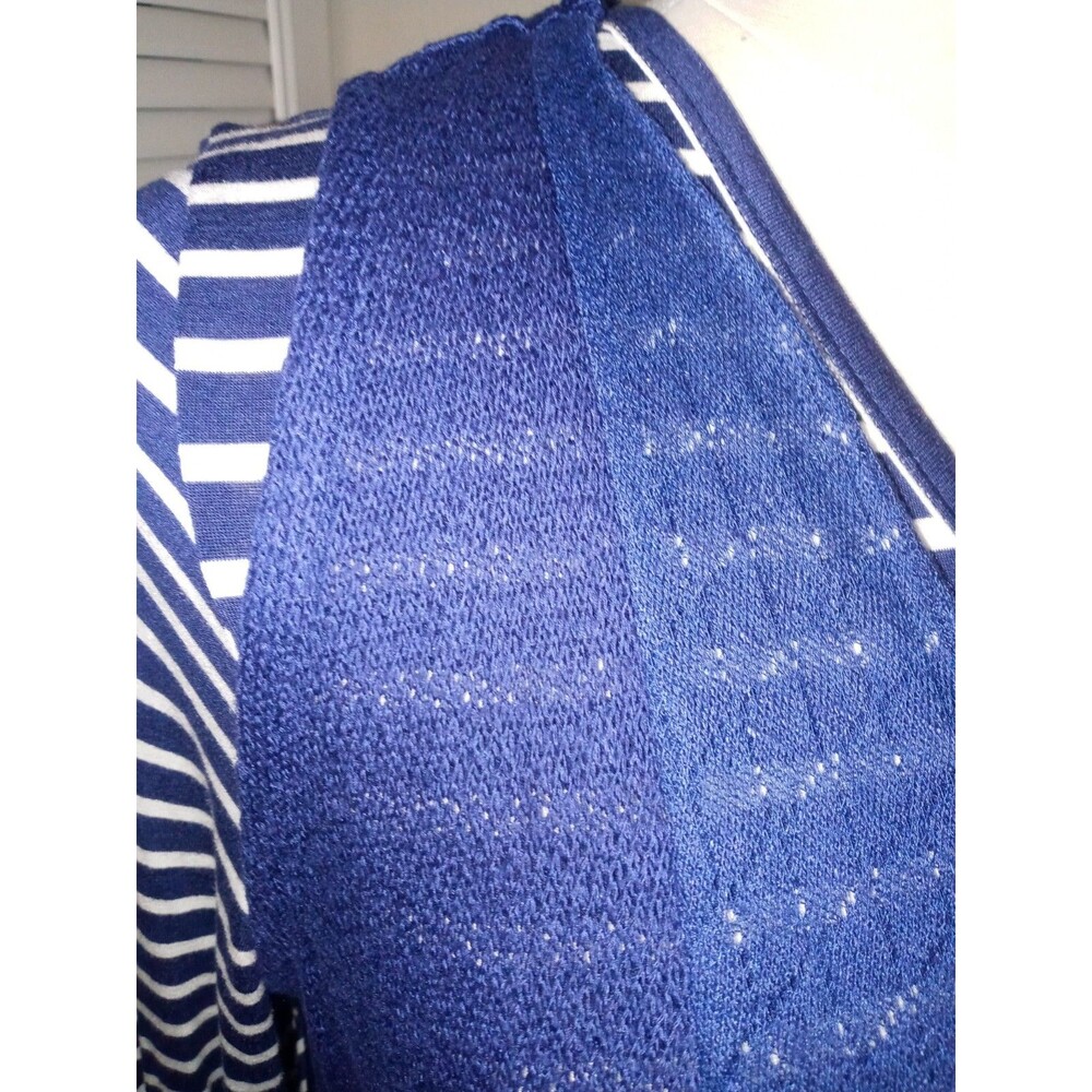 NWT TRUE SELF Womens XL 2Fer Stripes Lace Overlay Nautical Long Sleeve Top Navy - Picture 6 of 16